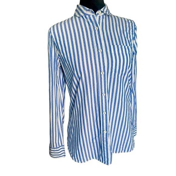 J. Crew | Tops | Jcrew Womens Blue White Striped Long Sleeve Buttonup Shirt  Size | Poshmark